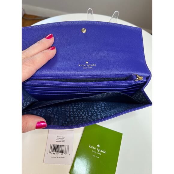 Kate Spade Liana Monster Purple Leather Clutch Wallet NWT Retail $278 - Picture 11 of 16
